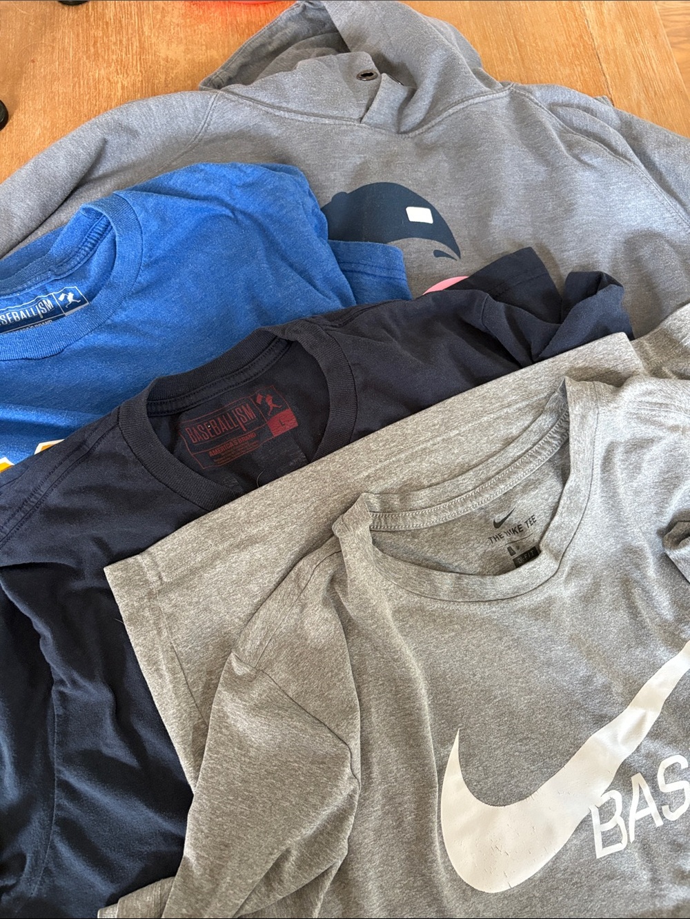 Men's Gray baseballism hoodie plus bonus tees!! Lot price for all !!